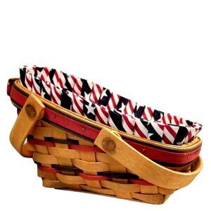 Longaberger 1996 All-American Summer Basket Patriotic Liner & Divided Protector